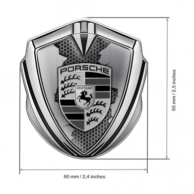 Porsche Trunk Metal Emblem Badge Silver Grey Hex Broken Parts Edition