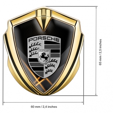 Porsche Self Adhesive Bodyside Emblem Gold Orange Hex Glowing Pillars