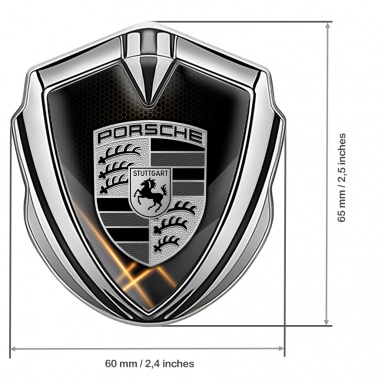 Porsche Self Adhesive Bodyside Emblem Silver Orange Hex Glowing Pillars