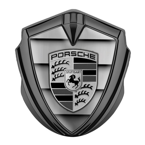 Porsche Bodyside Badge Self Adhesive Graphite Steel Curtain Monochrome Motif