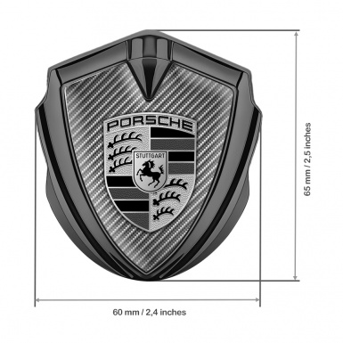 Porsche Bodyside Domed Emblem Graphite Light Carbon Greyscale Logo Design