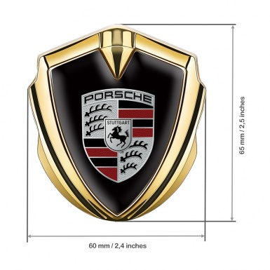 Porsche Self Adhesive Bodyside Emblem Gold Basis Red Fractions Logo
