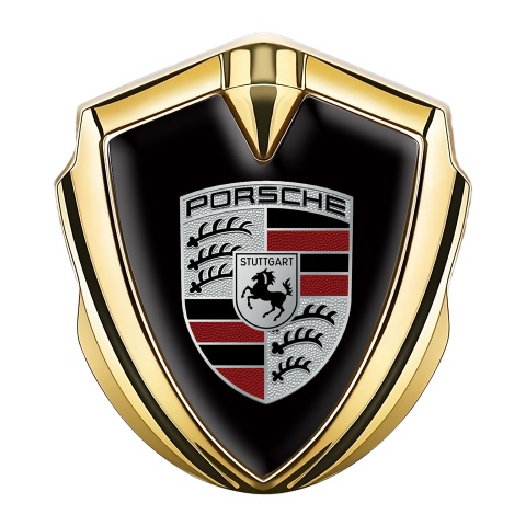 Porsche Self Adhesive Bodyside Emblem Gold Basis Red Fractions Logo