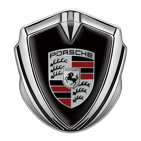 Porsche Self Adhesive Bodyside Emblem Silver Basis Red Fractions Logo