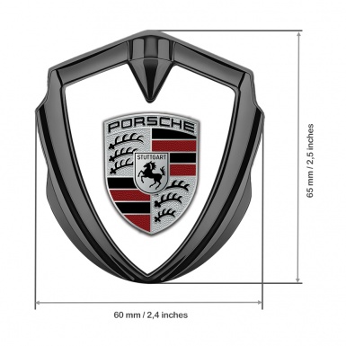Porsche Metal Emblem Self Adhesive Graphite White Dark Red Elements Crest