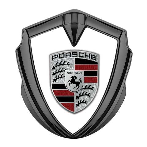 Porsche Metal Emblem Self Adhesive Graphite White Dark Red Elements Crest