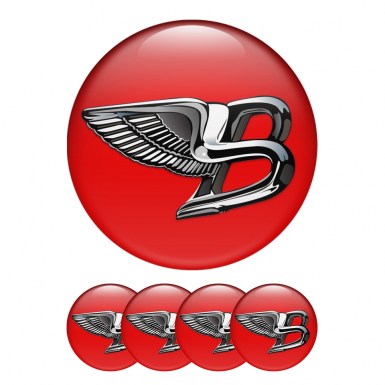 Bentley Sticker Wheel Center Cap 3D Domed Red