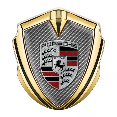 Porsche Fender Emblem Badge Gold Light Carbon Classic Crest Edition