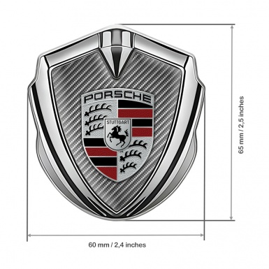 Porsche Fender Emblem Badge Silver Light Carbon Classic Crest Edition