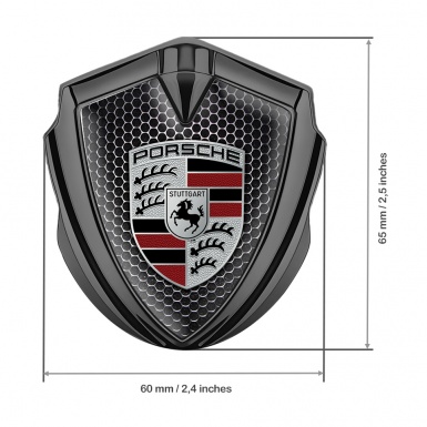 Porsche Trunk Emblem Badge Graphite Black Grate Red Fragments Crest Design