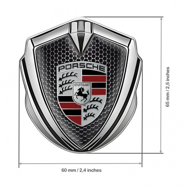 Porsche Trunk Emblem Badge Silver Black Grate Red Fragments Crest Design