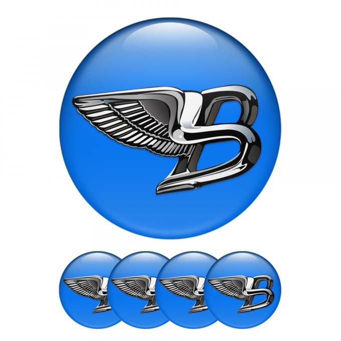 Bentley Sticker Wheel Center Cap 3D Domed Blue
