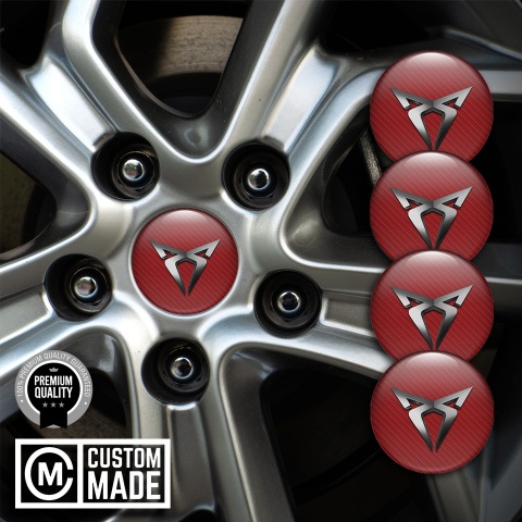 Seat Cupra Wheel Emblems Red Carbon Dark Logo