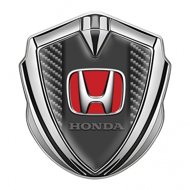 Honda Metal Emblem Self Adhesive Graphite Light Grey Red Motif