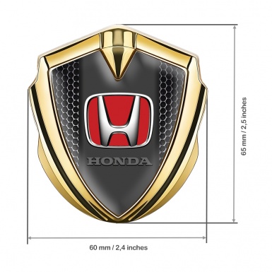 Honda Bodyside Domed Emblem Gold Industrial Grate Red Edition