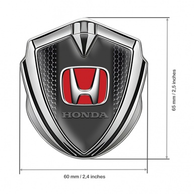Honda Bodyside Domed Emblem Silver Industrial Grate Red Edition