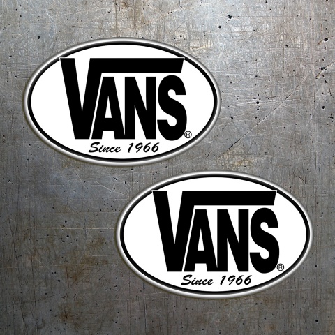 Vans Oval White Silicone Domed Stickers with Black Logo 2 pcs