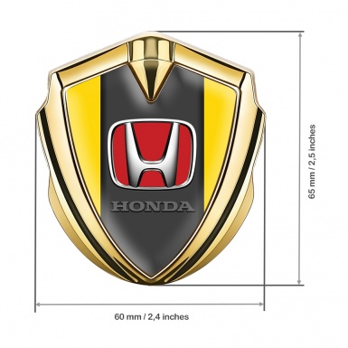 Honda Metal Bodyside Domed Emblem Gold Yellow Red Design