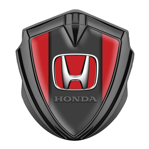 Honda Metal Self Adhesive Badge Graphite Red Grey Center Plate