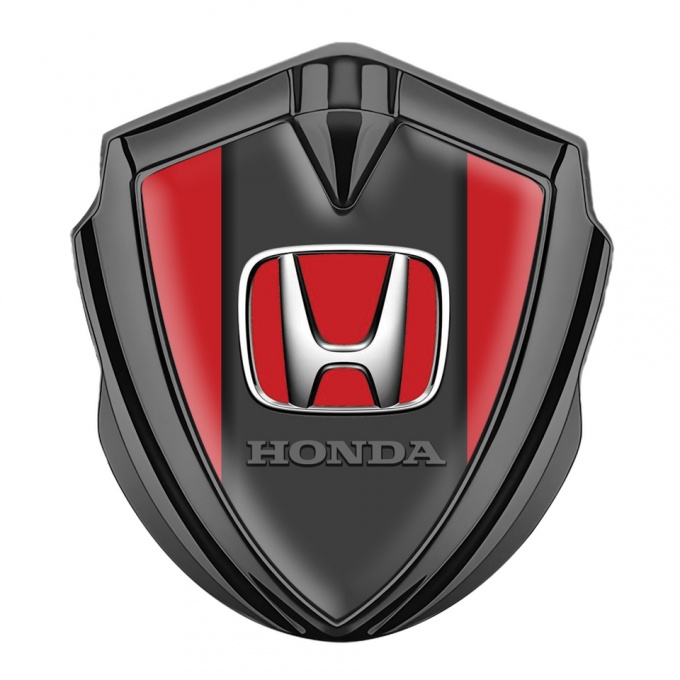Honda Metal Self Adhesive Badge Graphite Red Grey Center Plate