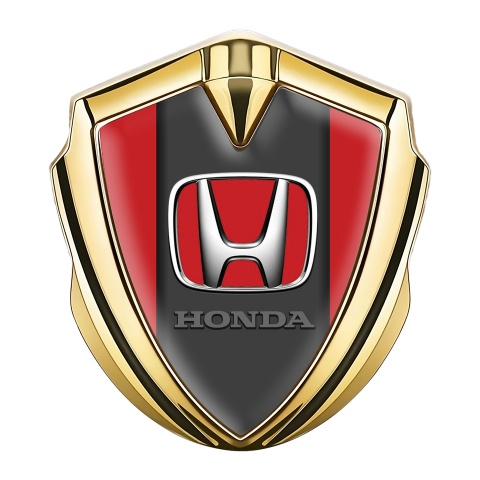Honda Metal Self Adhesive Badge Gold Red Grey Center Plate