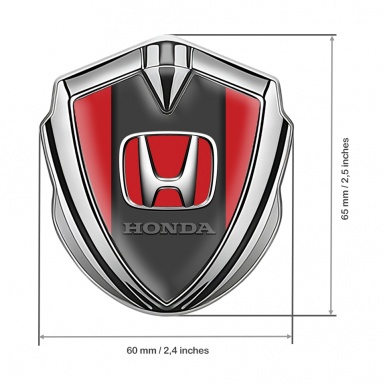 Honda Metal Self Adhesive Badge Silver Red Grey Center Plate