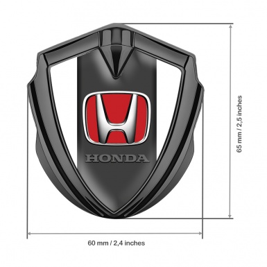 Honda Domed Self Adhesive Emblem Graphite White Base Red Logo