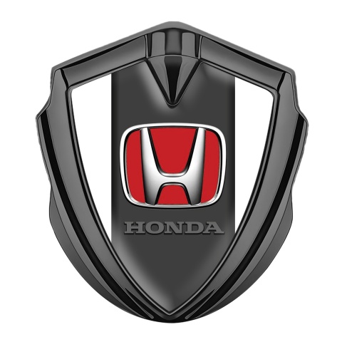 Honda Domed Self Adhesive Emblem Graphite White Base Red Logo