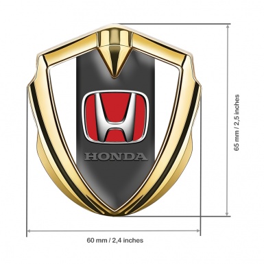 Honda Domed Self Adhesive Emblem Gold White Base Red Logo