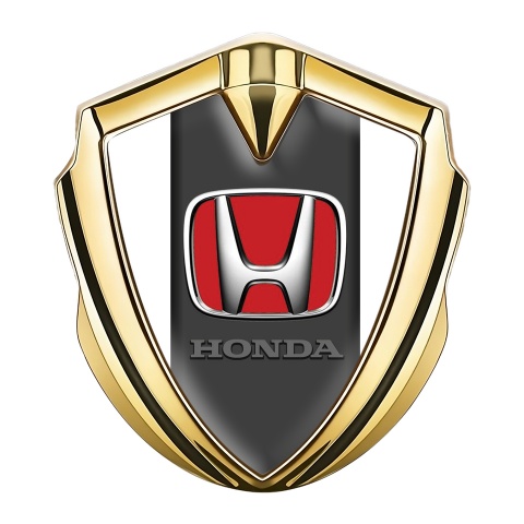 Honda Domed Self Adhesive Emblem Gold White Base Red Logo