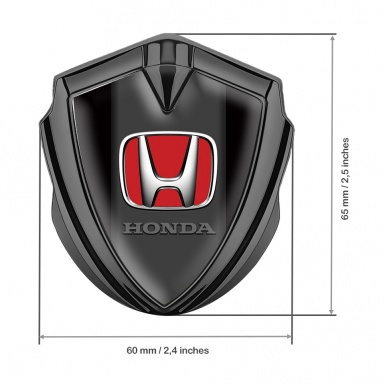Honda Bodyside Domed Emblem Graphite Black Base Crimson Logo