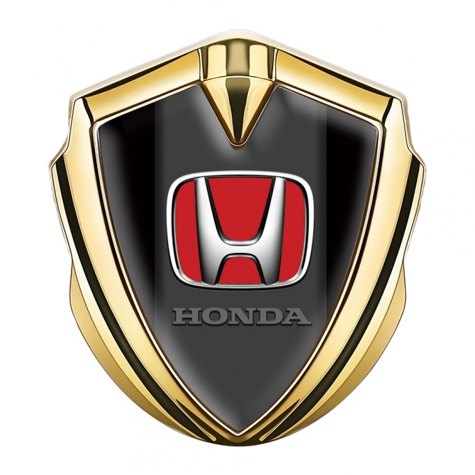 Honda Bodyside Domed Emblem Gold Black Base Crimson Logo