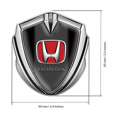 Honda Bodyside Domed Emblem Silver Black Base Crimson Logo