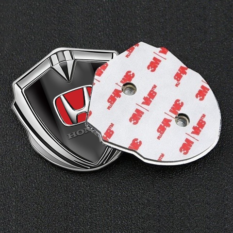 Honda Bodyside Domed Emblem Silver Black Base Crimson Logo