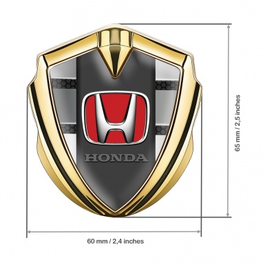 Honda Bodyside Badge Self Adhesive Gold Honeycomb Grey Plates