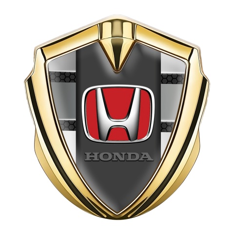 Honda Bodyside Badge Self Adhesive Gold Honeycomb Grey Plates