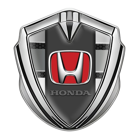 Honda Bodyside Badge Self Adhesive Silver Honeycomb Grey Plates
