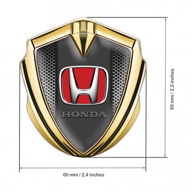 Honda Tuning Emblem Self Adhesive Gold Perforated Grate Red Motif
