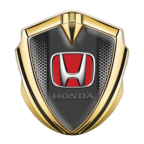 Honda Tuning Emblem Self Adhesive Gold Perforated Grate Red Motif