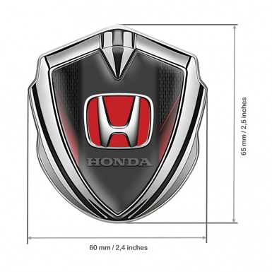 Honda Fender Emblem Badge Silver Dark Grate Red Sides Design