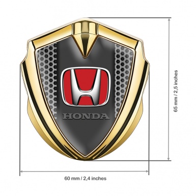 Honda Fender Metal Domed Emblem Gold Grey Honeycomb Motif