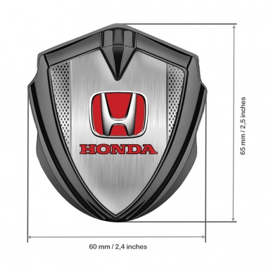 Honda Metal Self Adhesive Badge Graphite Steel Grate Red Logo Design
