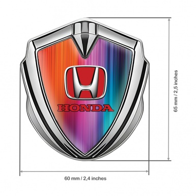 Honda Domed Self Adhesive Emblem Silver Colorful Strokes Red Design