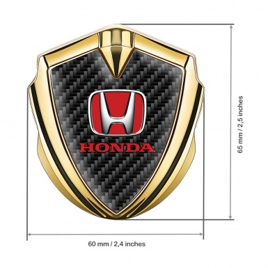 Honda 3D Car Metal Domed Emblem Graphite Black Carbon Red Motif