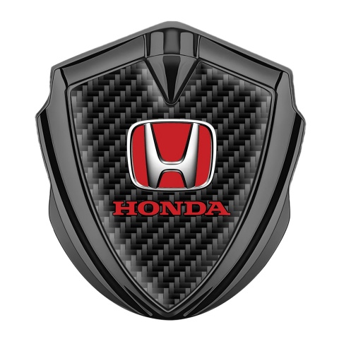 Honda 3D Car Metal Domed Emblem Graphite Black Carbon Red Motif