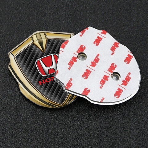 Honda 3D Car Metal Domed Emblem Gold Black Carbon Red Motif