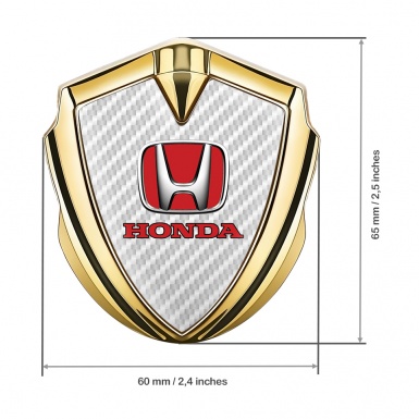 Honda Bodyside Domed Emblem Gold White Carbon Fiber Effect