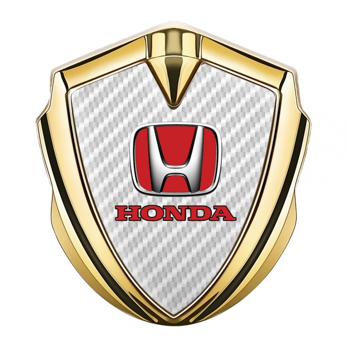 Honda Bodyside Domed Emblem Gold White Carbon Fiber Effect