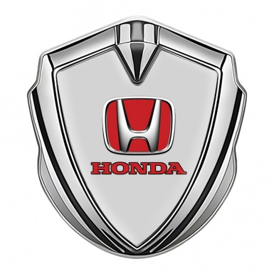 Honda Tuning Emblem Self Adhesive Silver Moon Grey Red Logo Design