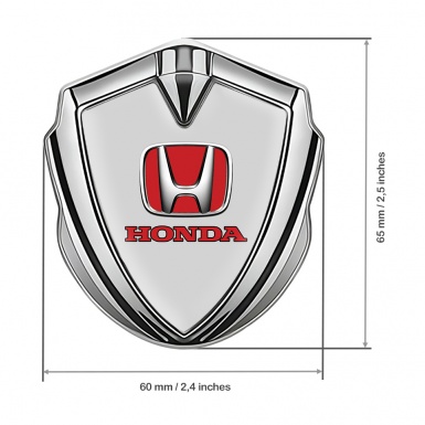 Honda Tuning Emblem Self Adhesive Silver Moon Grey Red Logo Design
